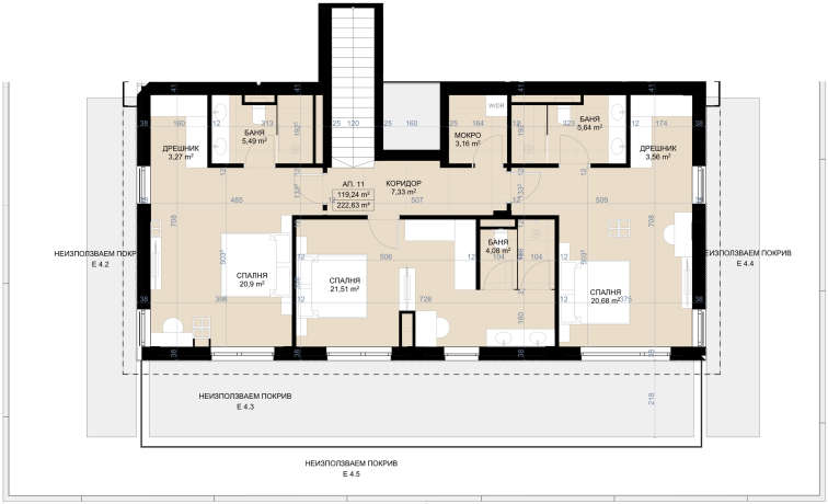 Апартамент E11 SM Residence, сграда E, етаж 4 - Втори етаж